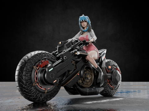 Sci-Fi Motorcycles PBR 4K Mid-Poly Highdetails Model 3D