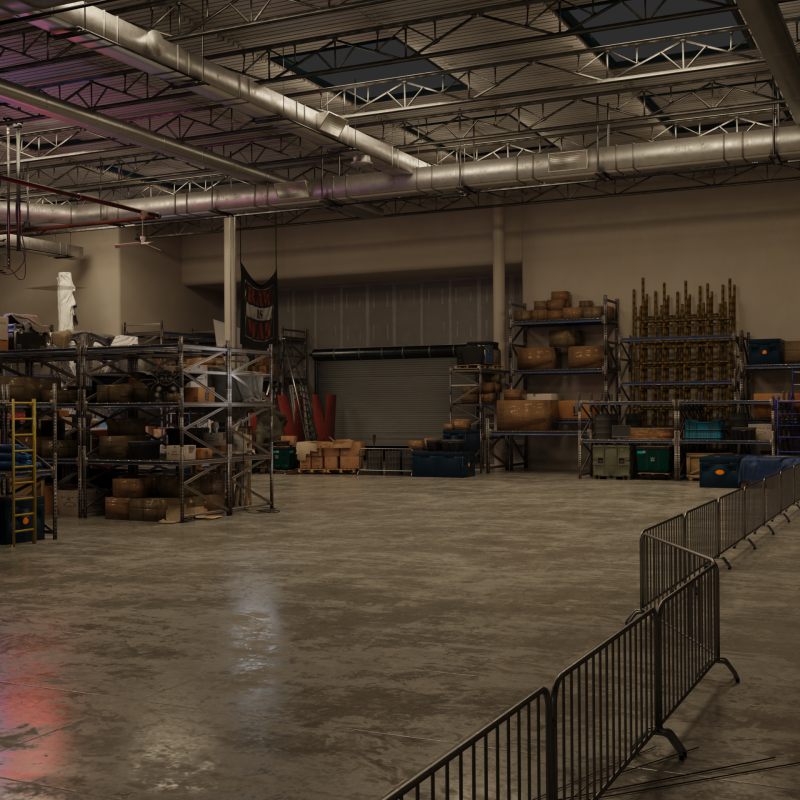 Warehouse scene blender 40 eevee and cycles Model 3D .c4d .max .obj .3ds .fbx .stl .blend