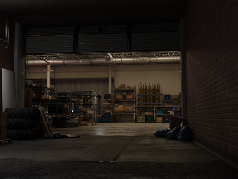 Warehouse scene blender 40 eevee and cycles Model 3D