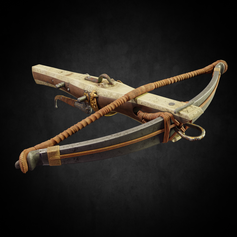 Medieval Crossbow PBR 4K Low-Poly 3D 模型 .c4d .max .obj .3ds .fbx .stl .blend