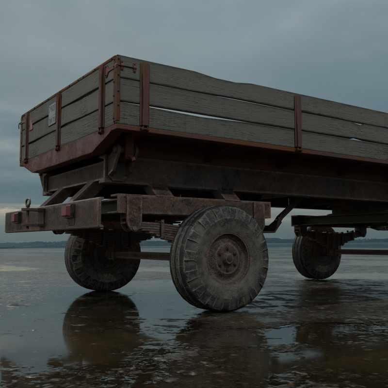 Realistic Old Trailer PBR 4K Low-Poly Modelo 3D .c4d .max .obj .3ds .fbx .stl .blend