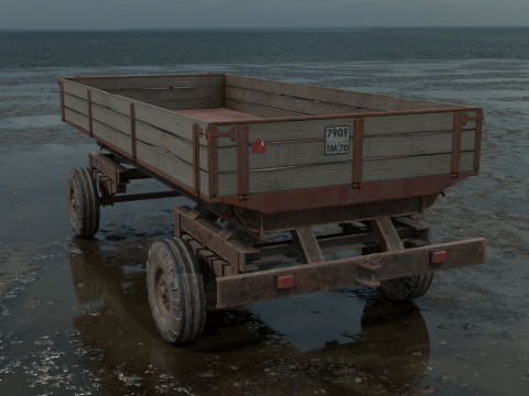 Realistic Old Trailer PBR 4K Low-Poly Modelo 3D