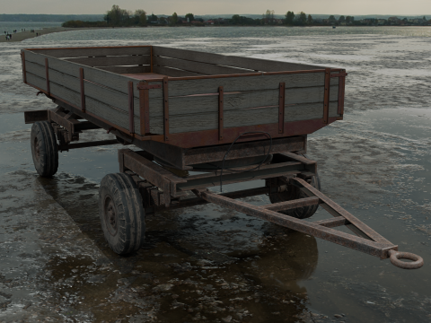 Realistic Old Trailer PBR 4K Low-Poly Modelo 3D