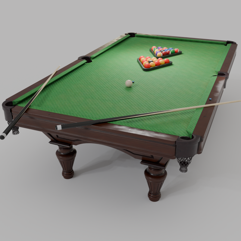 Billiard Table PBR 4K Mid-Poly High Details Model 3D .c4d .max .obj .3ds .fbx .stl .blend 