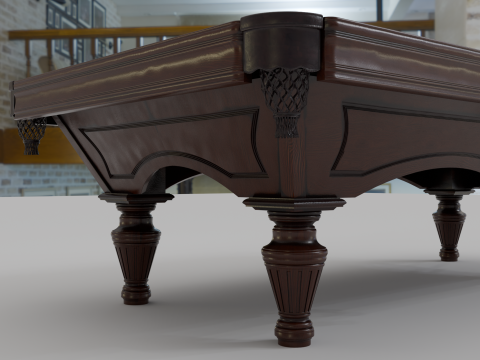 Billiard Table PBR 4K Mid-Poly High Details Model 3D