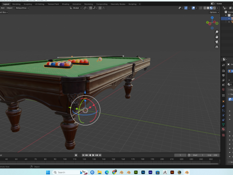Billiard Table PBR 4K Mid-Poly High Details Model 3D