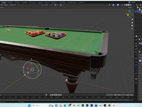 Billiard Table PBR 4K Mid-Poly High Details Model 3D
