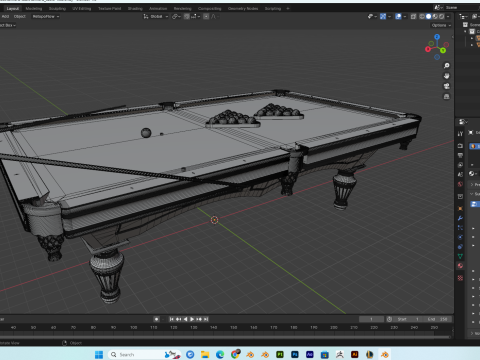 Billiard Table PBR 4K Mid-Poly High Details Model 3D