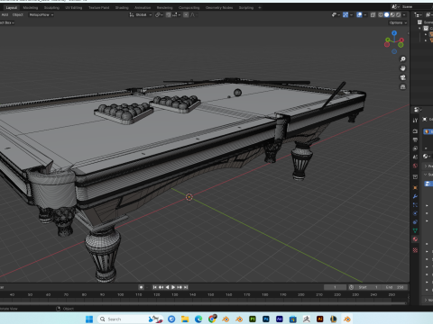 Billiard Table PBR 4K Mid-Poly High Details Model 3D