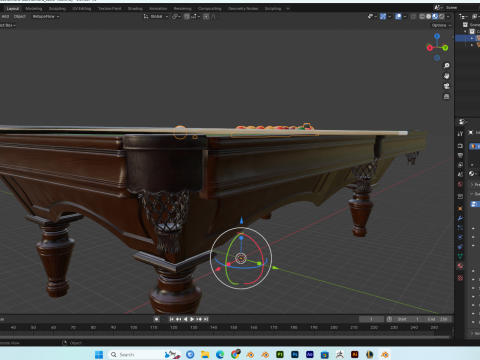 Billiard Table PBR 4K Mid-Poly High Details Model 3D