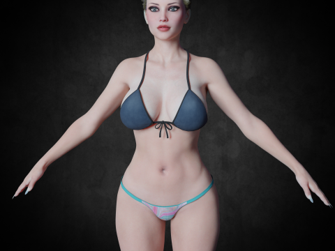Bikini Women PBR 8k Low-Poly 3D Model