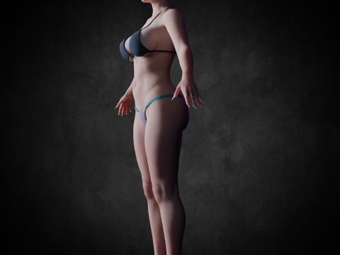 Bikini Women PBR 8k Low-Poly 3D Model