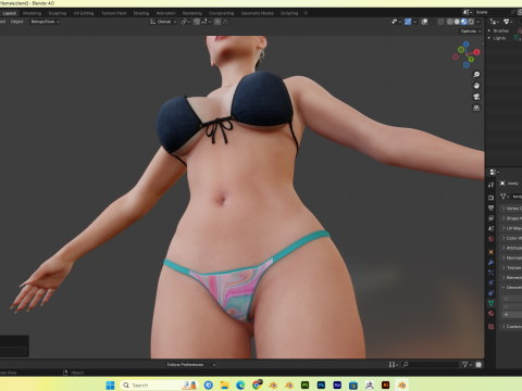 Bikini Women PBR 8k Low-Poly 3D Model