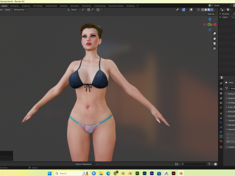 Bikini Women PBR 8k Low-Poly 3D Model