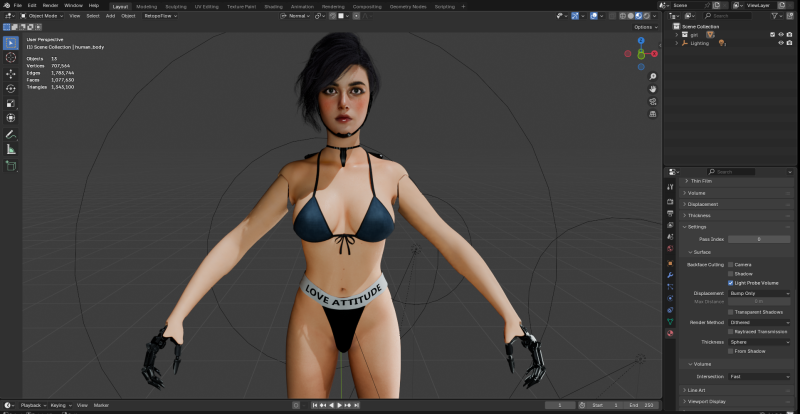 Cyberpunk female PBR 8k highdetails Modelo 3D .c4d .max .obj .3ds .fbx .stl .blend