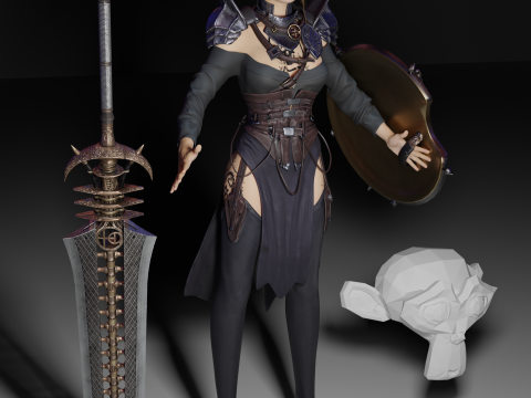 Mujer guerrera pbr 8k Modelo 3D