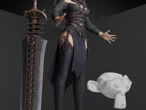 Mujer guerrera pbr 8k Modelo 3D