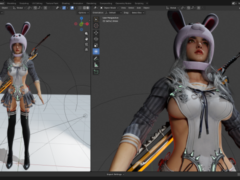 兔女郎 PBR 8k 免费版 3D 模型
