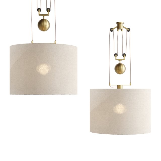 The Double Rise And Fall Ceiling Light With Card Shade By Soane 3D Model .c4d .max .obj .3ds .fbx .stl .blend 