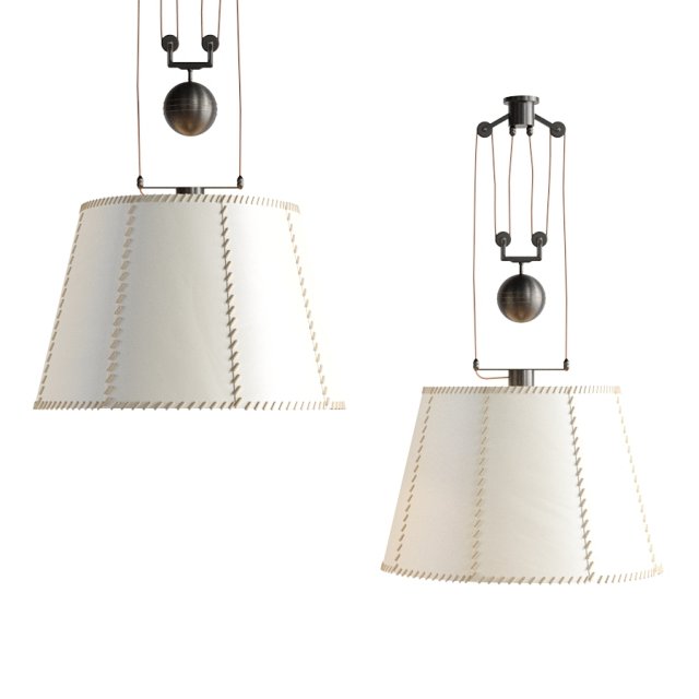 Double Rise And Fall Ceiling LightVellum Drum Shade By Soane 3D 모델 .c4d .max .obj .3ds .fbx .stl .blend 