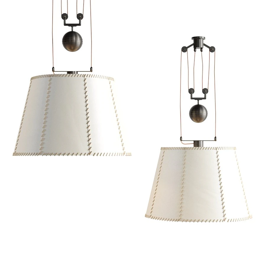 Double Rise And Fall Ceiling LightVellum Drum Shade By Soane 3D Model .c4d .max .obj .3ds .fbx .stl .blend