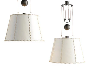 Double Rise And Fall Ceiling LightVellum Drum Shade By Soane 3D Model