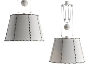 Double Rise And Fall Ceiling LightVellum Drum Shade By Soane 3D Model