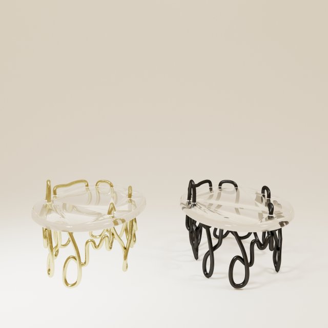 Oval Meander Coffee Table By Mattia Bonetti 3D Model .c4d .max .obj .3ds .fbx .stl .blend 
