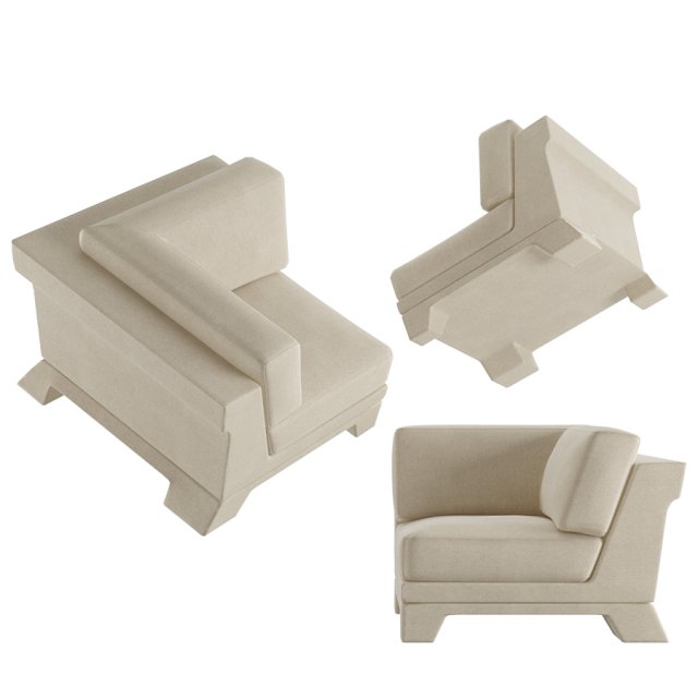 Patt Sofa Corner by Charles Tassin - Pierre Frey 3D Model .c4d .max .obj .3ds .fbx .stl .blend 