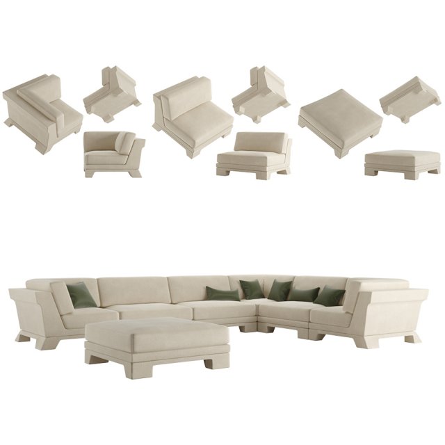 Patt Sofa by Charles Tassin - Pierre Frey 3D Modell .c4d .max .obj .3ds .fbx .stl .blend