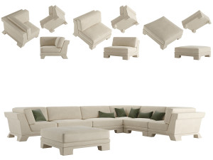 Patt Sofa by Charles Tassin - Pierre Frey 3Dモデル