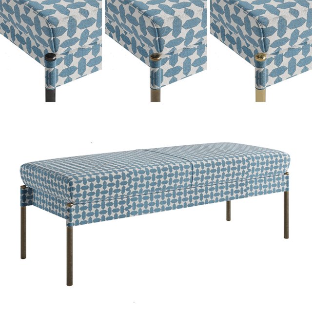 The Crillon Bench Small by Soane Britain 3D Model .c4d .max .obj .3ds .fbx .stl .blend 