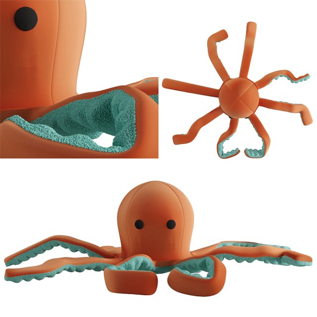 Teddy Octopus - Animated Asset 3D 模型 .c4d .max .obj .3ds .fbx .stl .blend 