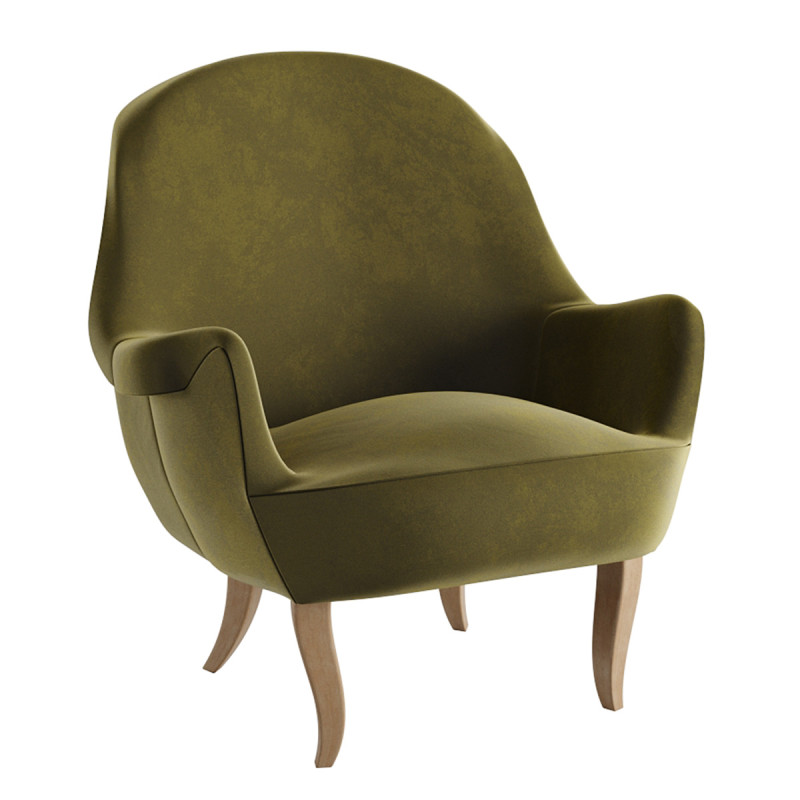 Velvet Cirkus Armchair 1950s by Carl Malmsten 3Dモデル .c4d .max .obj .3ds .fbx .stl .blend