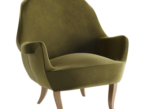 Poltrona Cirkus de veludo dos anos 1950 de Carl Malmsten Modelo 3D