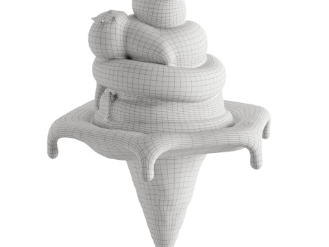 Ice cream cone with strawberries and chocolate Model 3D