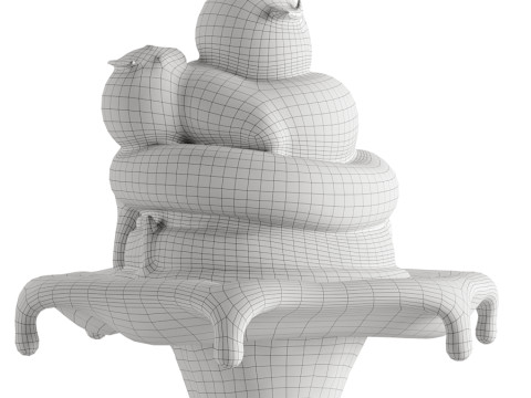 Ice cream cone with strawberries and chocolate Model 3D
