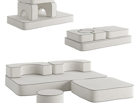 The Modular Pillow Stack Sofa by Business and Pleasure Model 3D