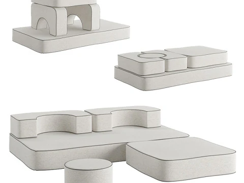 The Modular Pillow Stack Sofa by Business and Pleasure 3D Model