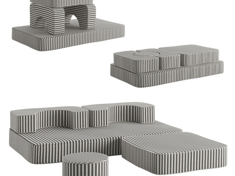 The Modular Pillow Stack Sofa by Business and Pleasure Model 3D
