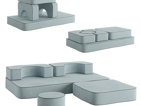 The Modular Pillow Stack Sofa by Business and Pleasure Model 3D