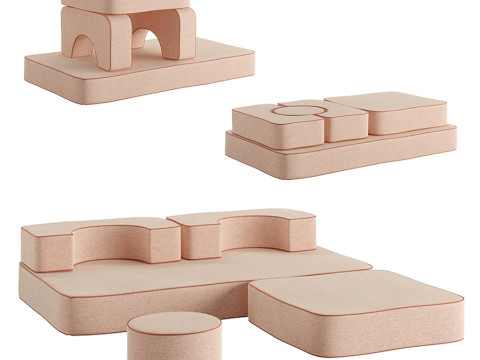 The Modular Pillow Stack Sofa by Business and Pleasure Model 3D