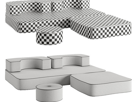The Modular Pillow Stack Sofa by Business and Pleasure Model 3D