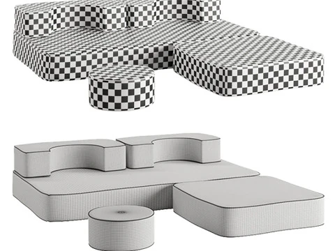 The Modular Pillow Stack Sofa by Business and Pleasure 3D Model