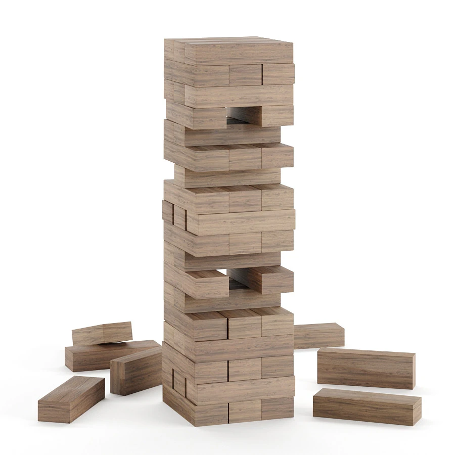 Jenga Toy 3D Model .c4d .max .obj .3ds .fbx .stl .blend