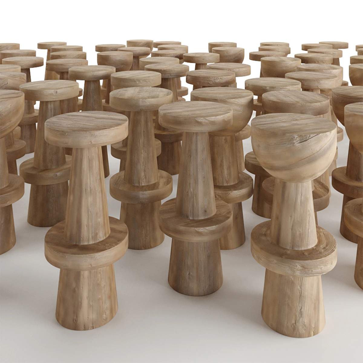 Handmade Wooden Stoolbar 3D Model .c4d .max .obj .3ds .fbx .stl .blend