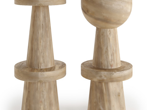 Handmade Wooden Stoolbar 3D 모델