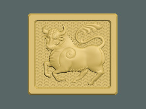 Bull bas-relief Modelo de Impressão 3D
