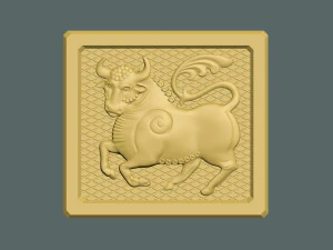 Stier-Flachrelief 3D Druckmodell