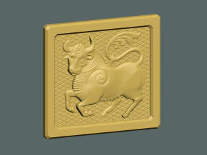 Bull bas-relief 3D Print Model